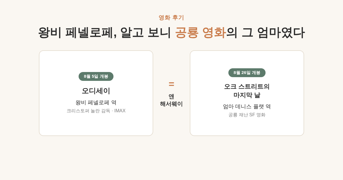 오디세이 왕비 페넬로페 역과 오크 스트리트의 마지막 날 엄마 역을 함께 연기한 앤 해서웨이 비교 썸네일